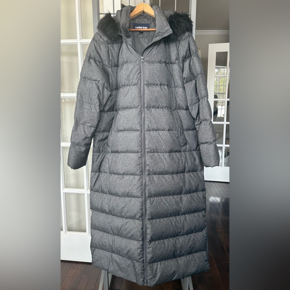 Lands’ End Charcoal Puffer Coat